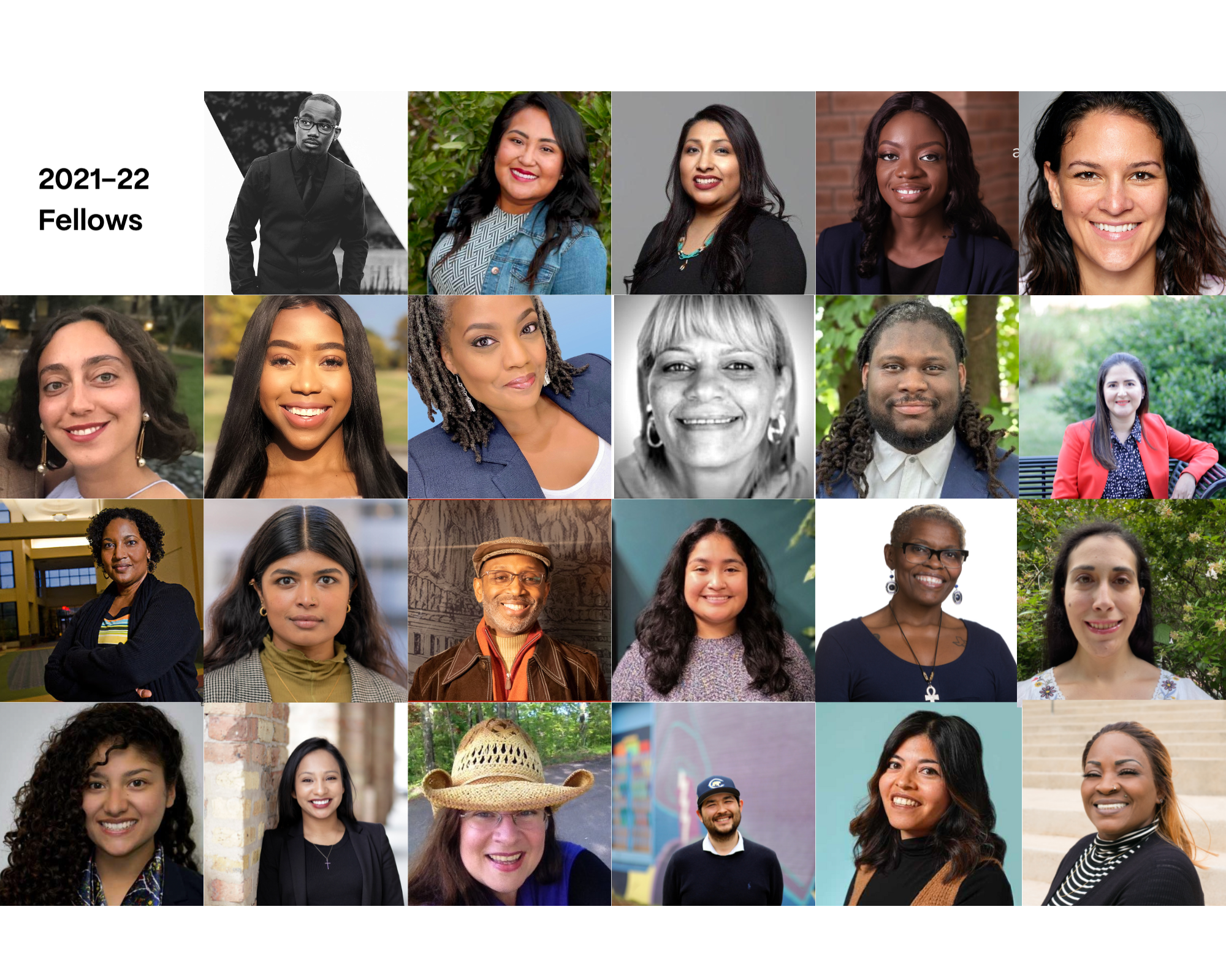 A series of portraits showing the 2021-22 cohort of the Restuccia Health Justice Fellowship