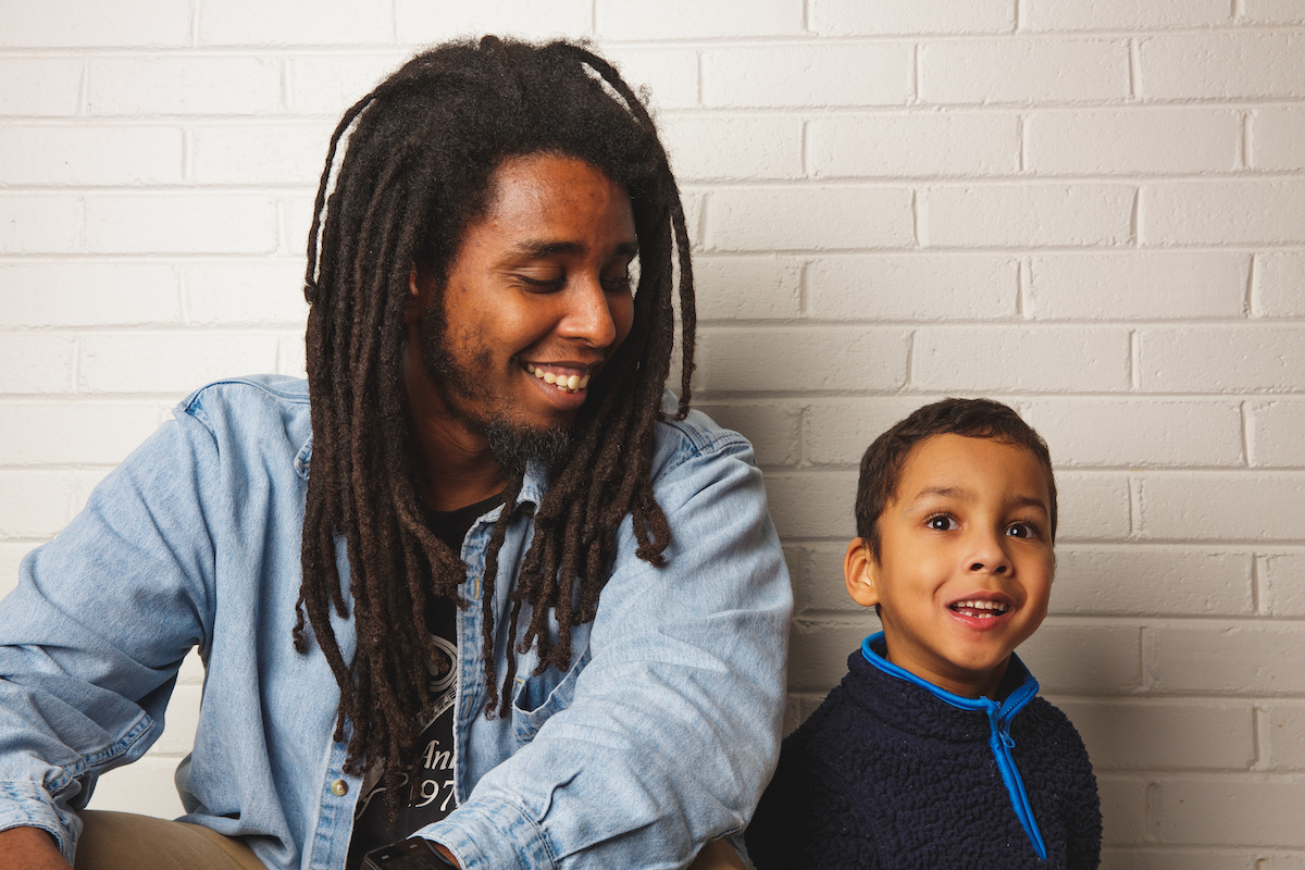 A man and his son